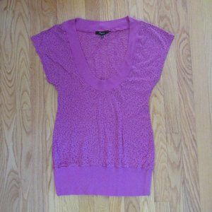 EXPRESS WOMEN'S SIZE S TOP FUCHSIA PINK BURNOUT SCOOP NECK CAP SLEEVE KNIT SHIRT